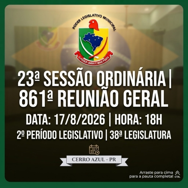23° Sessão Ordinária [ 861° Reunião Geral [ Dia: 17-08-2026 