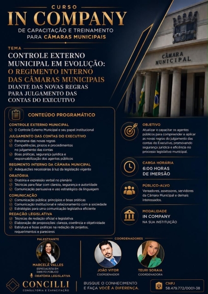 CÂMARA MUNICIPAL DE CERRO AZUL RECEBERÁ CAPACITAÇÃO SOBRE CONTROLE EXTERNO, REGIMENTO INTERNO E ORATÓRIA LEGISLATIVA